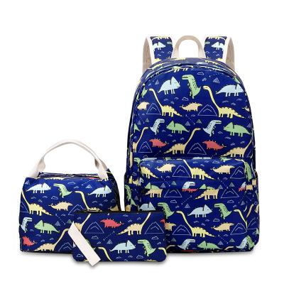 China Waterproof 2021 wholesale large capacity dinosaur kids 3 pieces school backpack student set for kids school bag, student school bag for sale