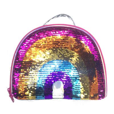 China Insulated Reversible Bag Mini Hologram Cooler Thermal Meal Tote Kit Flip Color Change Insulated Soft Sequin Kids Lunch Box for sale