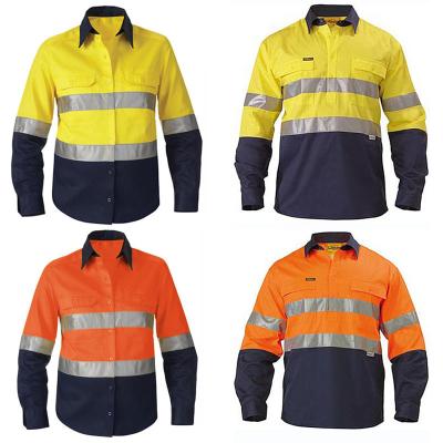 China Accent Hi Vis Tape Cotton Drill Safety Shirt Men's EPP Clothing Work Shirt With Reflective for sale