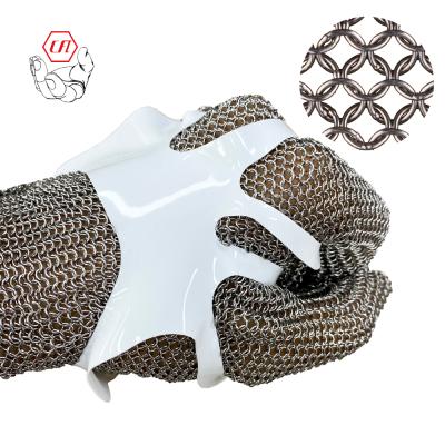 China Heavy Duty Stainless Steel Mesh Chain Mail Short Butcher Metal Hook Cut Gloves for sale