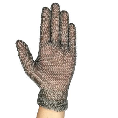 China 316L Stainless Steel Mesh Butcher Cut Resistant Five Finger Gloves With Spring Belt for sale