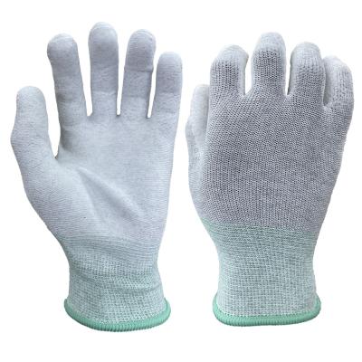 China White Carbon Fiber Coated Palm Anti Static PU ESD Assembly Safety Work Gloves 50% Off Static for sale