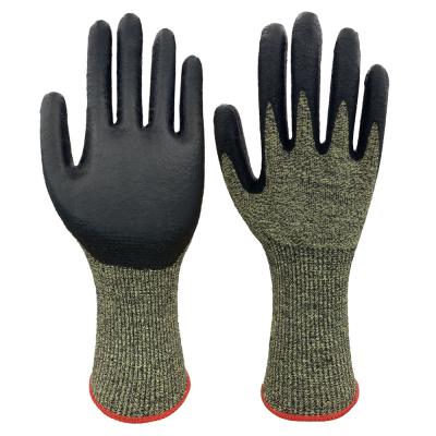 China Elastic Knitted Knitted Cuff Anti-Cut NBR Foam Nitrile Palm Coated Extended Wrist Cuff Cut Resistant Safety Work Gloves for sale