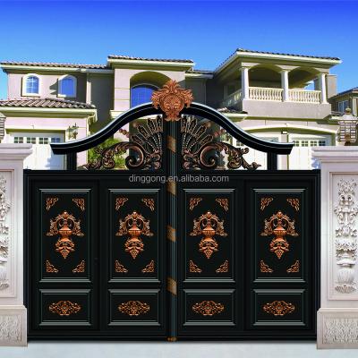 China Easily Assembled Villa Aluminum Doors European Style Garden Gates Electric Aluminum Courtyard Gate for sale