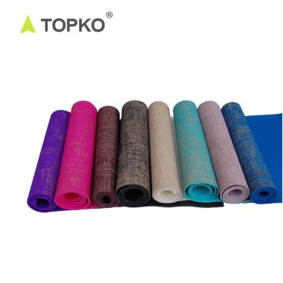 China Eco-Friendly Jute Yoga Mat TOPKO China Yoga Mat Material Rolls /Natural PVC Jute PVC Yoga Mat for sale