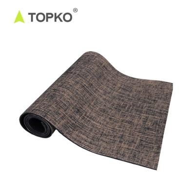 China TOPKO Yoga Mat Eco Friendly Custom Strong Logo Printed Natural Jute PVC Yoga Mat for sale