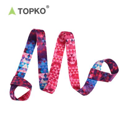 China Yoga Exercises TOPKO Wholesale Adjustable Thick Durable Yoga Carrier Stretching Strap Polyester Yoga Strap For Mat for sale