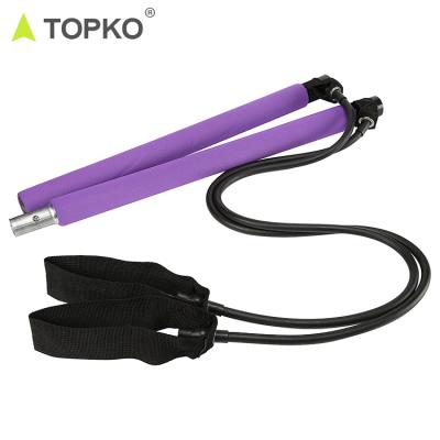 China TOPKO Comfortable High Quality Yoga Pilates Stainless Steel Workout Bar With Resistance Rope for sale