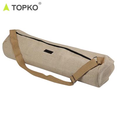 China Zipper opening& Wholesale Eco Friendly Natural Zipper Pouch TOPKO Fitness Jute Yoga Mat Bag for sale