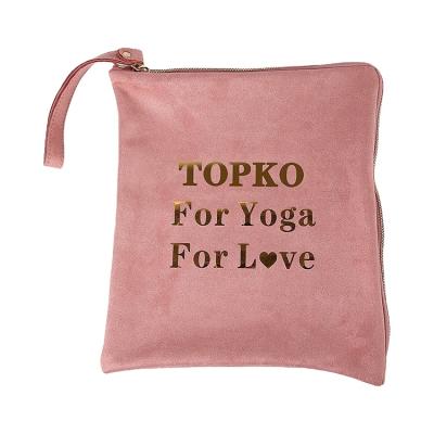 China TOPKO Private Label Yoga Mat Storage Waist Large Hot Selling High Quality Suede Zipper Yoga Folding Bag for sale