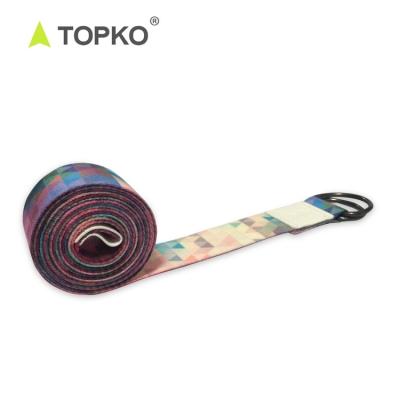 China Wholesale Custom Printing Cotton/Polyester Eco Friendly Feet TOPKO 8 D Ring Yoga Strap for sale