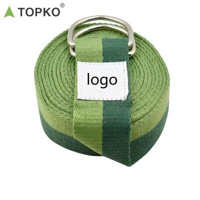 China Eco-Friendly Body Fitness Training Body TOPKO Double Color Resistance Band Exercise Stretch Strap Yoga Belt for sale