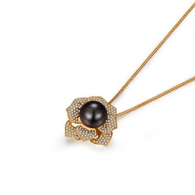 China FASHIONABLE Circle Elaborate Tiny Dangle Black Pearl Bead Gift Pendant Necklace for sale