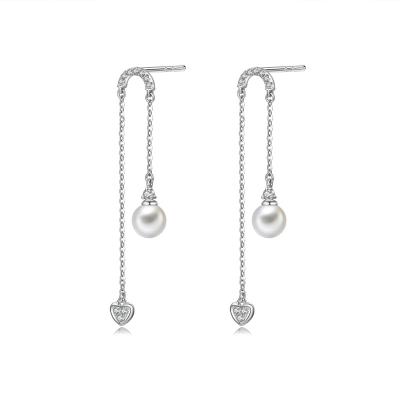 China Big Pearl Earrings 18K FASHIONABLE Premium Pearl Long Earrings For Mother for sale