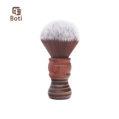 China White Synthetic Shaving Brush Brown Hair Blub Knot Shape Whit Wood Handle Handmade Men's Beard Shaving Brush Cleaning Kit for sale