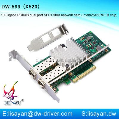 China Support FCoE Intel 82599 / X520 Chipset PCIe x8 SFP+ 10g Dual Port Ethernet Lan Cards for sale