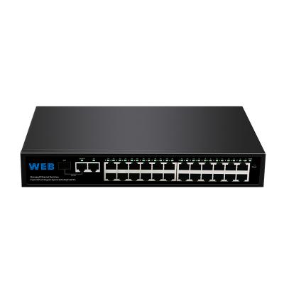 China QoS 10/100Mbps WEB 24 Port + 2 Port Gigabit Managed Switch for sale