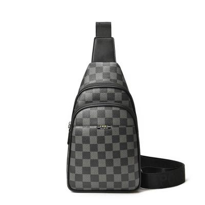 China 2022 Designer Hot Selling Fashion PORTABLE Luxury Checkered Chest Sling Bag Pattern Leather PVC Messenger Bag for sale