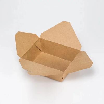 China Disposable Recycled Materials Custom Designs Unbleached Kraft Paper Food Take Out Boxes for sale