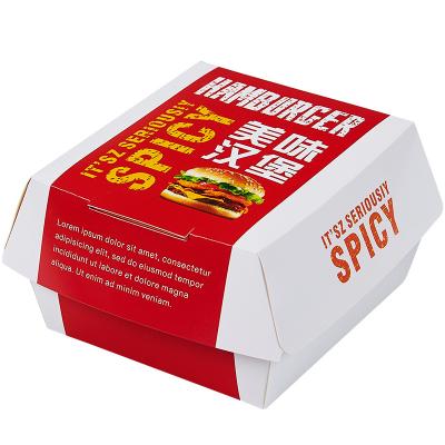 China Recyclable Custom Disposable Food Grade Paper Hamburger Cardboard Hamburger Packaging Box for sale