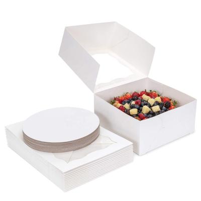 China Recycled Materials 10x10x5 Inch White Cake Boxes Cake Bakery Boxes With Window for sale