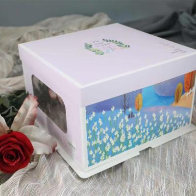 China Recycled Materials Custom Logo Kraft Paper Cake Boxes 10*10 Inch Cake Boxes With Window for sale