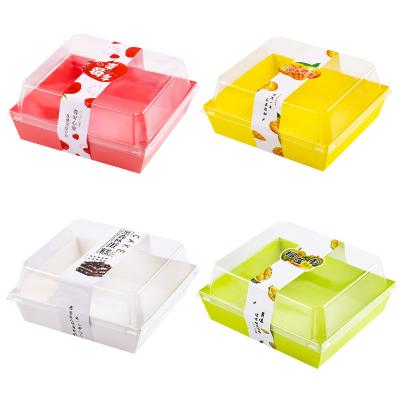 China Recycled Materials Customized Sushi Paper Takeout Box Packaging Box Logo Printing Food Grade Kraft Plastic Bakery Lid With Transparent 1 Pieces for sale