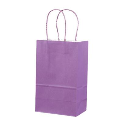 China Recycled Size Materials Custom Logo Food Colored Craft Paper Packaging Bag With Handle for sale