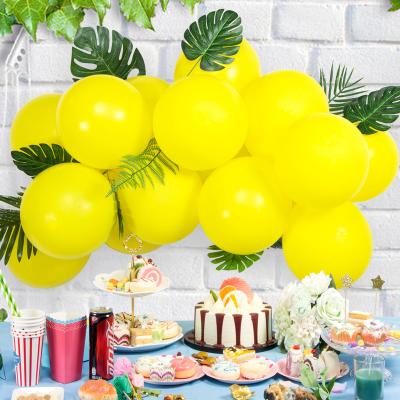 China Holiday Decorations Customized Yellow Summer Latex Balloon With Hanging Leaf Ornaments For Party And Holiday Decorations for sale