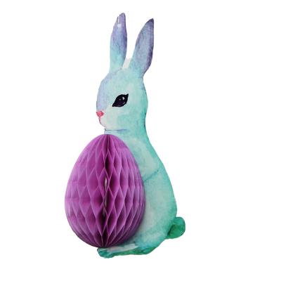 China 2022 DIY Easter Honeycomb Animal Party Rabbit Disposable Foldable Paper Home Decoration for sale