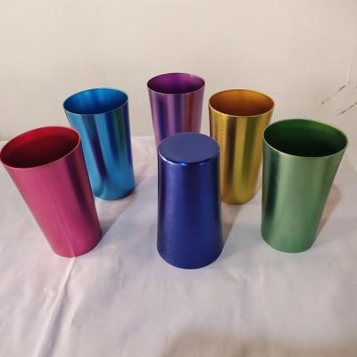 China Sustainable Promotional Single Wall Multi Colored Aluminum Mug Anodized Aluminum Pint Mug for sale