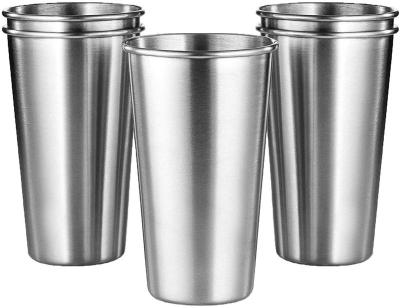 China Disposable Unbreakable Stackable Metal Pint Cup Tumblers 12oz 16oz Drinking Glasses For Kids And Adults Stainless Steel Cups for sale