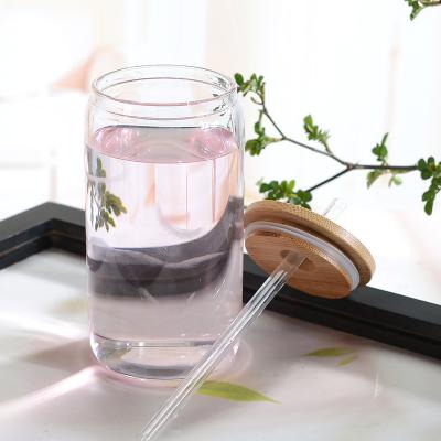 China Sustainable Eco Friendly Glass Tumbler With Bamboo Lid And Straw Glass Water Tumbler for sale