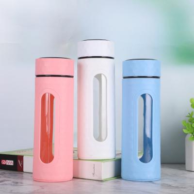 China Customized Viable Tea Filter Borosilicate Glass Water Bottle Customized Drinking Water Bottles With Stainless Steel Lid for sale