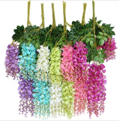 China Wholesale Eco-friendly Artificial Silk Flower Wisteria Hanging Length 110cm For Wedding Decor for sale