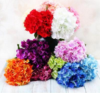 China Eco-friendly Artificial Flower 5 Heads Hotsale Hydrangea Silk Flower Bouquet For Wedding Decoration for sale