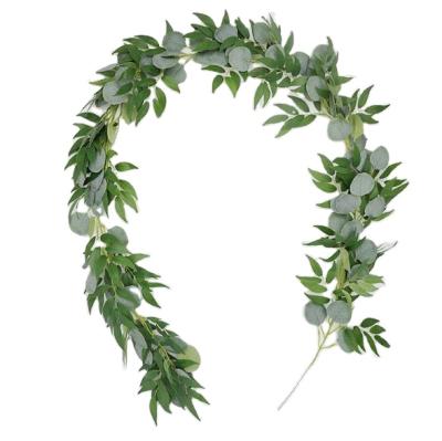 China Wholesale Eco-Friendly Artificial Eucalyptus Garland Faux Silk Willow Leaves Vine Handmade for sale