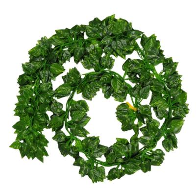 China Customized High Grade 2.1m Artificial Silk Ivy Leaves Vine Wreath Artificial Green Garland for sale