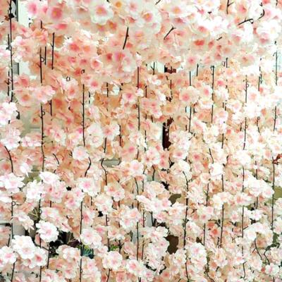 China Wholesale 1.8m Decorative Silk Cherry Blossom Garland Eco-Friendly Artificial Cherry Blossom Vine For Wedding for sale