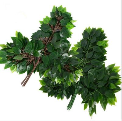 China Wholesale PVC Decorative Silk Ficus Leaves Artificial Tree Branches Plastic Banyan Leaves for sale