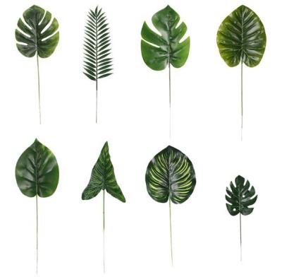 China Real Touch Styles Artificial Turtle Leaf Multi Eco-friendly Turtle Palm Leaf Artificial Tropical Leaves For Wedding Home Decoration for sale