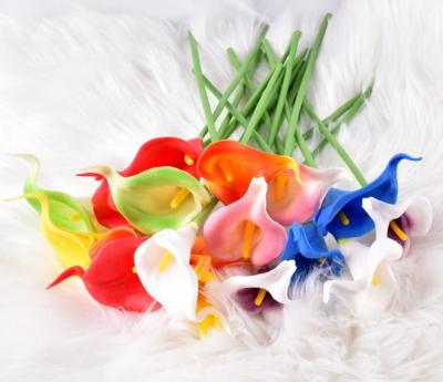 China Hot Selling Mini Real PU Artificial Flowers Cheap Bouquet Pu Touch Calla Lily For Wedding Party Home Decoration for sale