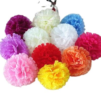 China Eco-friendly Wholesale Silk Flower Heads Artificial Carnation Heads 9cm For Flower Making for sale