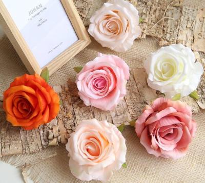 China Environmental Hot Sale DIY 10cm Artificial Flower Heads Velvet Rose Heads For Flower Wall Decoration for sale