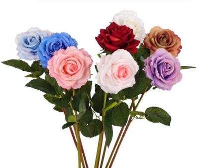 China Wholesale Simple Natural Feel Eco-Friendly Moisturizing Real Touch Rose Flowers Fake Rose Artificial Blue Rose for sale