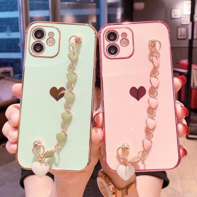 China Shockproof Mobile Cover for iphone 12 phone case cute girly iphone 13 pro case max connector with chain for sale