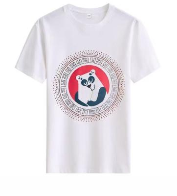 China Flatback hot fix transfer in stock heat transfer printing panda design hot fix rhinestone pattern for T-shirt for sale