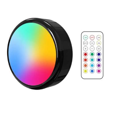 China Modern Remote Control LED Puck Lights Dimmable RGBW 13 Colors Kitchen Hallway Cabinet Cabinet Lights Touch Sensor Decor Night Lamp for sale