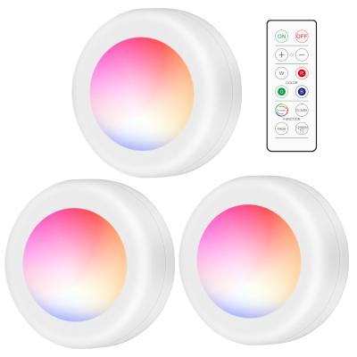 China Modern Wireless LED Puck Lights With Dimmable Remote Control And Battery Operated Kitchen Under Cabinet Lighting for sale