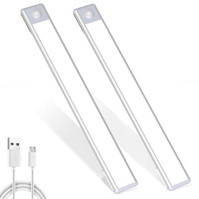 China Modern Led Rechargeable Small Night Lamp Human Body Induction Suction Kitchen Wardrobe Cabinet Wireless Magnetic Strip Long Lamp for sale